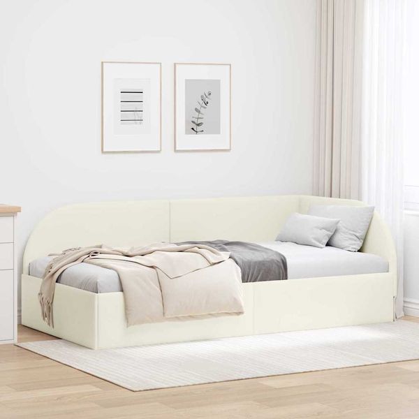 vidaXL Rohový rám postele Krémová 100 cm x 200 cm Zamat