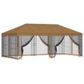 vidaXL Altánok so stenami 6 x 3 m Béžová Polyester a oceľ 190 gsm