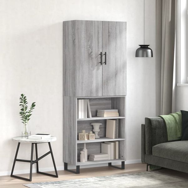 vidaXL Vysoká skrinka sivý dub sonoma 69,5x34x180 cm spracované drevo