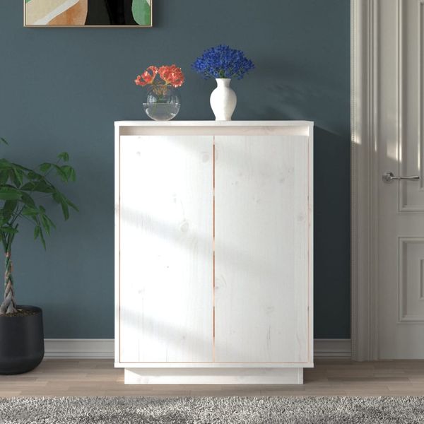 vidaXL Skrinka na topánky biela 60x35x80 cm masívna borovica