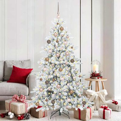 vidaXL Umelý Sklápací Vianočný Stromček Biela 180 cm PVC a oceľ
