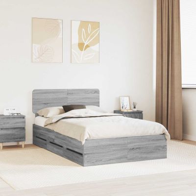vidaXL Rám postele Sivá Sonoma 120 x 190 cm Konštruované drevo