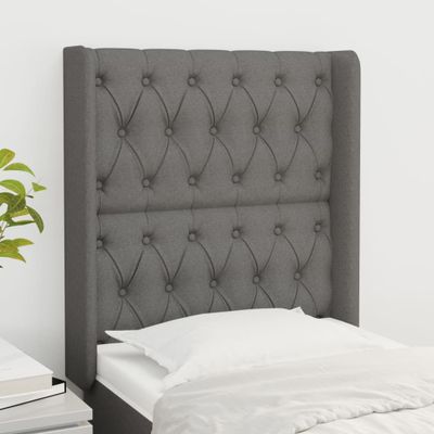 vidaXL Čelo postele so záhybmi tmavosivé 83x16x118/128 cm látka