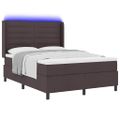 vidaXL LED box s pružinami s matracmi Tmavohnedá 160 x 200 cm látka