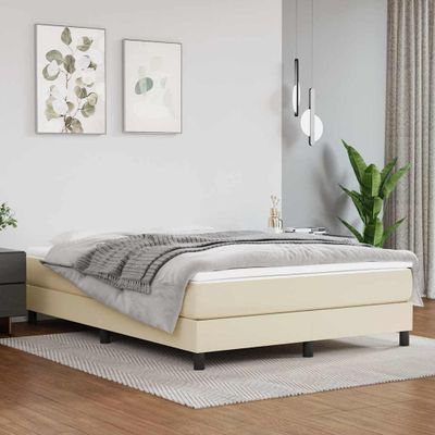 vidaXL Posteľný rám s boxspringom krémový 140x200 cm umelá koža