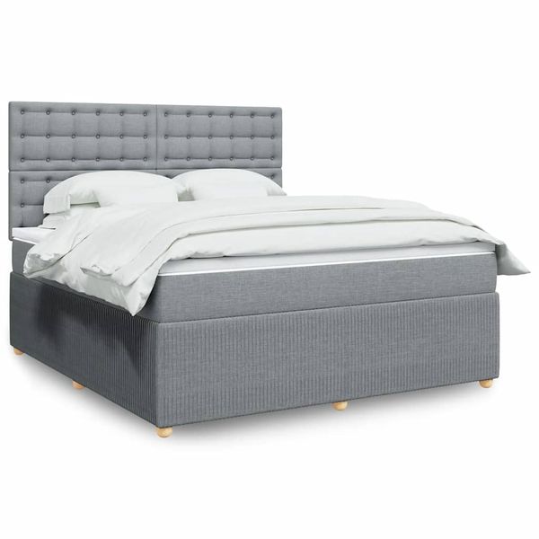 vidaXL Boxspring posteľ s matracom bledosivá 180x200 cm látka