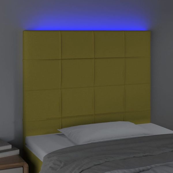 vidaXL Čelo postele s LED zelené 100x5x118/128 cm látka