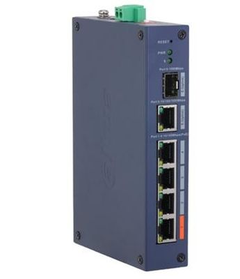Dahua PoE switch CHS4106-4ET-60 4x10/100Mbps + 1xGigabit TP/SFP , 802.3at, 60W, priemyselný, DIN