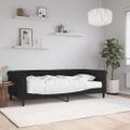 vidaXL Denná posteľ s matracom čierna 90x190 cm zamat