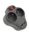 QTEC Q-416F Adaptér s USB nabíječkou  2x2P+E 1x USB - A/1x USB-C