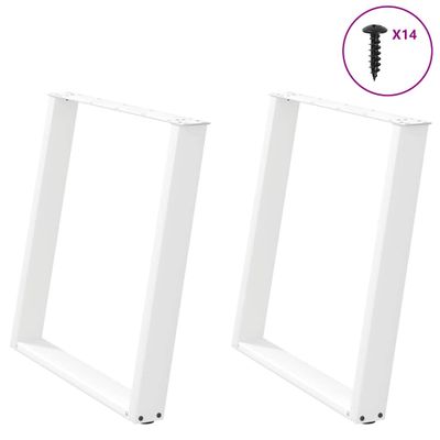 vidaXL Nohy k jedálenskému stolu v tvare U, 2 ks, biele, 80 x (72-73) cm, oceľové