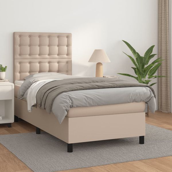 vidaXL Boxspring posteľ s matracom kapučínová 100x200 cm umelá koža