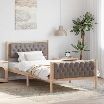 vidaXL Rám postele Sivohnedá 100 x 200 cm Masívne borovicové drevo