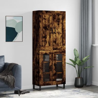 vidaXL Vysoká skrinka dymový dub 69,5x34x180 cm spracované drevo