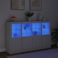 vidaXL Komody s LED svetlami 3 ks biele kompozitné drevo
