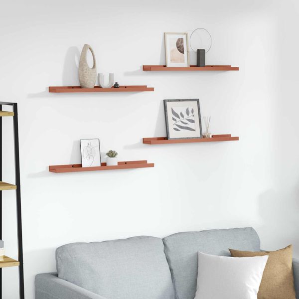 vidaXL Stenná polica 4 pcs Červená 60 x 9 x 3 cm Kompozitné drevo