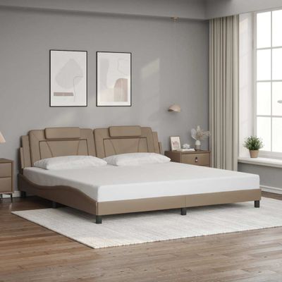 vidaXL Rám postele Viana bez matraca kapučínový 200x200 cm umelá koža