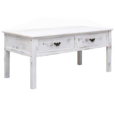 vidaXL Konferenčný stolík starožitný biely 100x50x45 cm drevený
