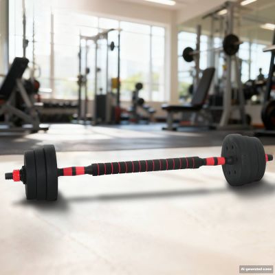 vidaXL 2-v-1 set činiek a činky 20 kg Čierna a červená