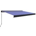 vidaXL Ručne ovládaná kazetová markíza modro-biela 350x250 cm