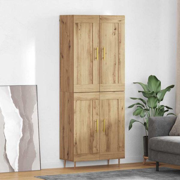 vidaXL Highboard Remeselný dub 69,5 x 34 x 180 cm Kompozitné drevo