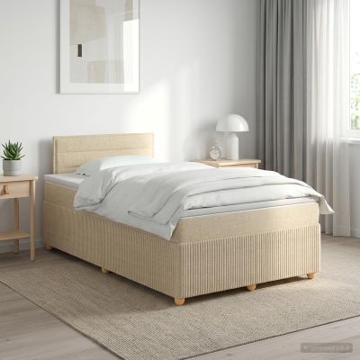 vidaXL Posteľ boxspring s matracom Krémová 120 x 190 cm Látka