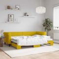 vidaXL Denná posteľ s rozkladacou posteľou žltá 80x200 cm zamat