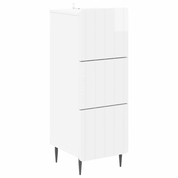 vidaXL Zásuvkový kabinet Biela s vysokým leskom 33 x 34,5 x 92 cm