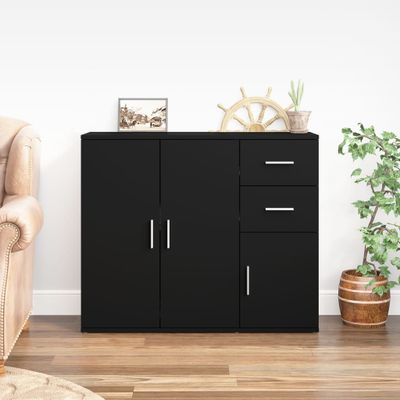vidaXL Komoda čierna 91x29,5x75 cm spracované drevo
