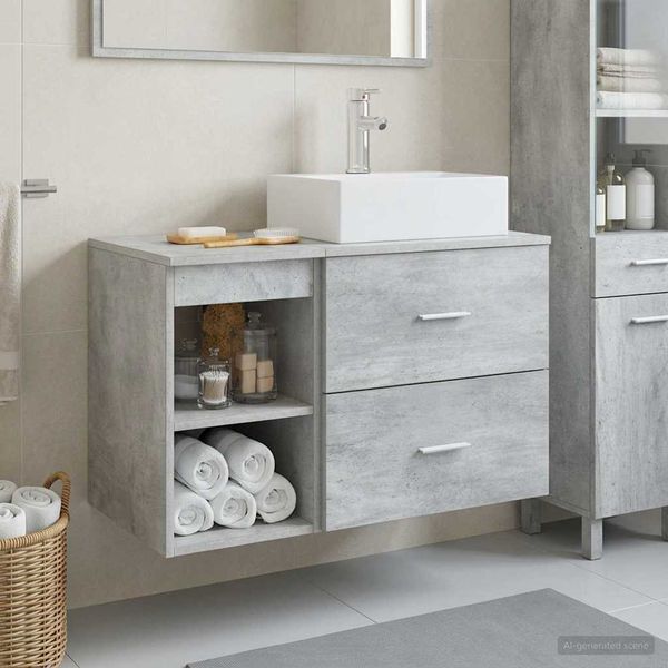 vidaXL Sada kúpeľňového nábytku 2 pcs Betónovo sivá Kompozitné drevo