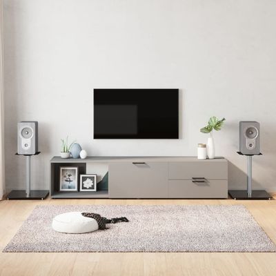 vidaXL Stojany na reproduktory čierno-strieborné 2 ks sklo 1-stĺpové