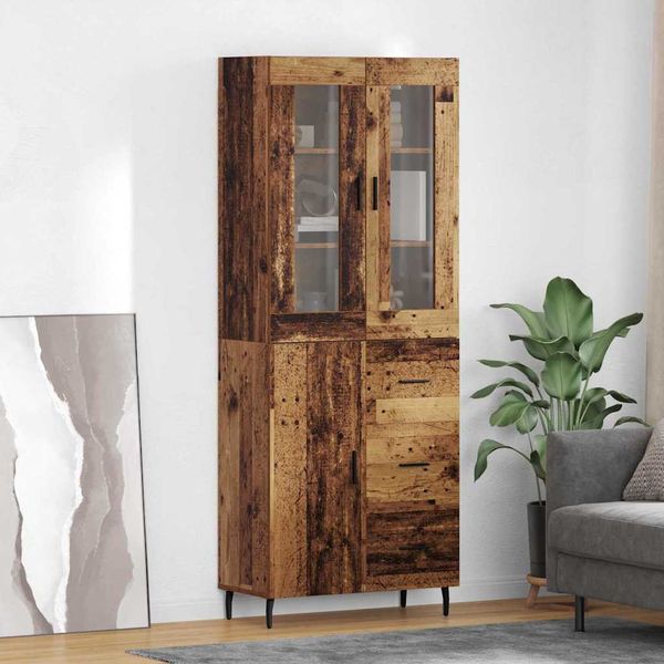 vidaXL Highboard so zásuvkou 2 pcs Staré drevo Kompozitné drevo
