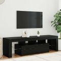 vidaXL TV skrinka s LED svetlami, čierny dub 140x36,5x40 cm, umelé drevo