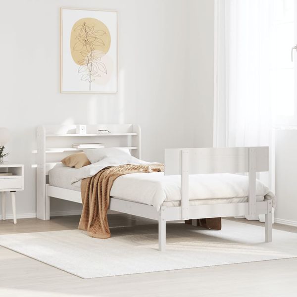 vidaXL Posteľ bez matraca biela 100x200 cm borovicový masív