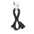 Dvojžilový pohyblivý prívod EMOS PC01305 / 5 m / 1 zásuvka / čierny / PVC / 0,75 mm2