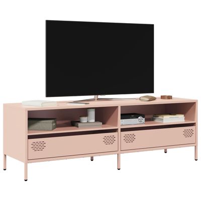 vidaXL TV skrinka ružová 135x39x43,5 cm oceľ valcovaná za studena