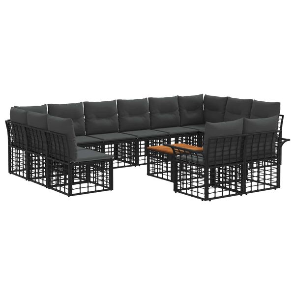 vidaXL Záhradná súprava gaučov 13 pcs Čierna a tmavošedá Polyester