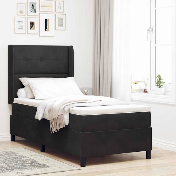 vidaXL Posteľ s pružinovým rámom Čierna 100 x 200 cm Zamat