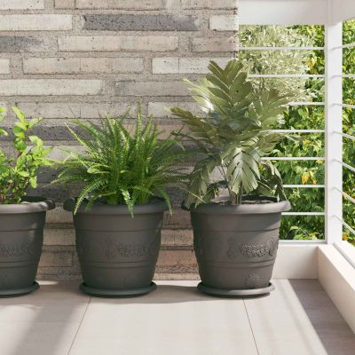 vidaXL Kvetináče 24 pcs Čierna Ø 30 x 25 cm Plast