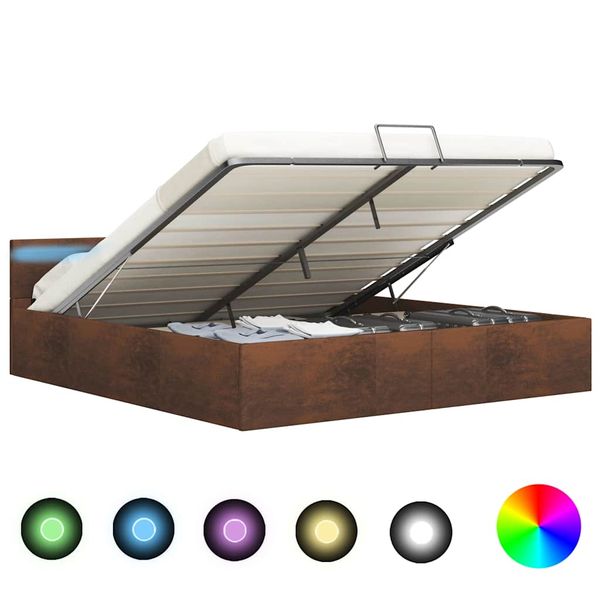 vidaXL Hydraulický posteľný rám+úložný priestor, LED, látka 160x200 cm