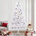 vidaXL Umelý Sklápací Vianočný Stromček LED Biela 120 x 120 x 240 cm
