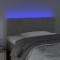vidaXL Čelo postele s LED bledosivé 100x5x78/88 cm zamat