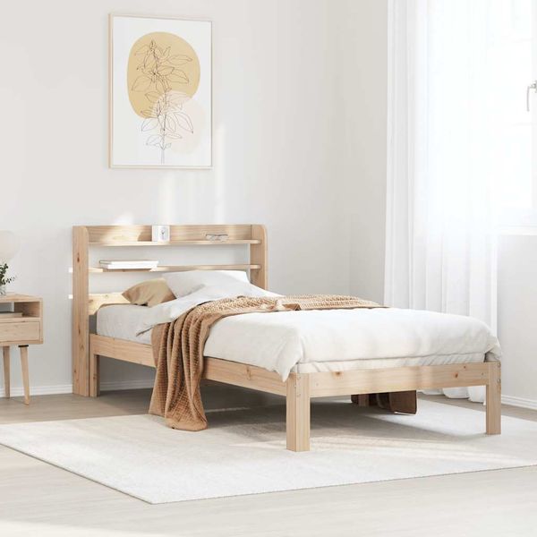 vidaXL Posteľný rám s čelom 90x200 cm masívna borovica