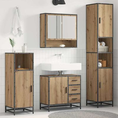 vidaXL Sada kúpeľňového nábytku 4 pcs Remeselný dub Kompozitné drevo