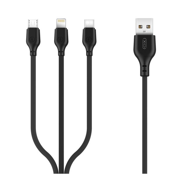 Kábel XO NB103 3v1 USB - Lightning + USB-C + microUSB 1,0 m 2,1A čierny