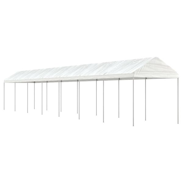 vidaXL Altánok so strechou, biely 15,61x2,28x2,69 m, polyetylén