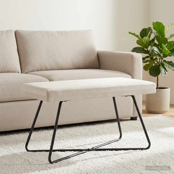 vidaXL lavička Jednofarebný Krémová 80 x 40 x 45 cm Zamat