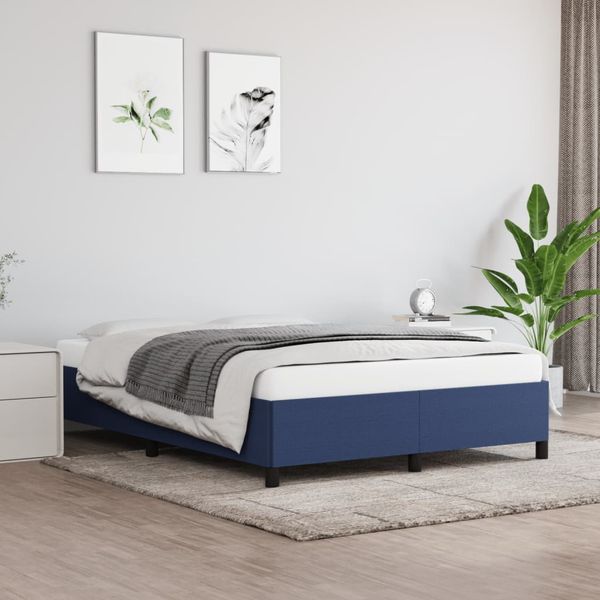 vidaXL Posteľ bez matraca modrá 140x190 cm látka
