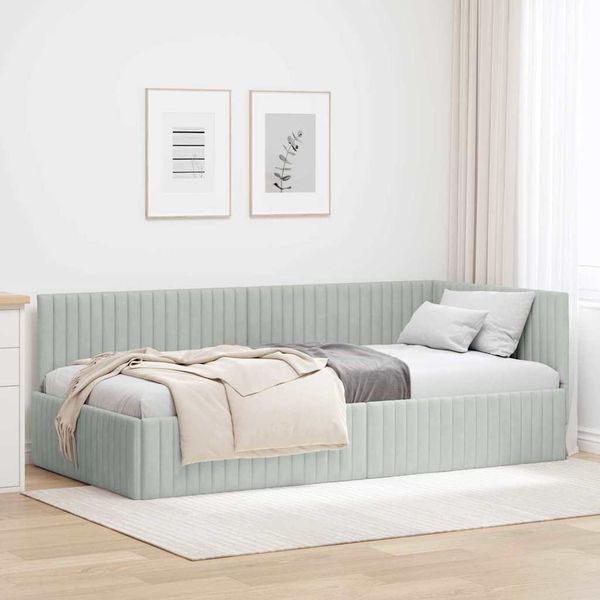 vidaXL Rohový rám postele Svetlosivá 90 cm x 200 cm Zamat