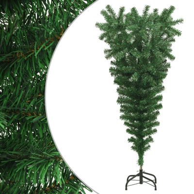 vidaXL Prevrátený umelý vianočný stromček s podstavcom zelený 150 cm